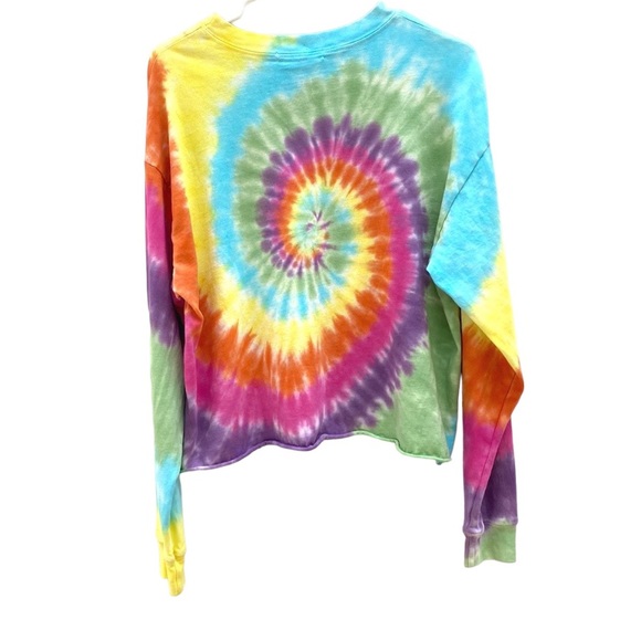 Daydreamer Womens medium cropped Long sleeve bright colorful tie dye tee t-shirt - Picture 2 of 5